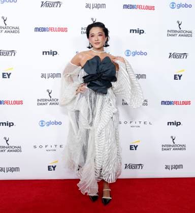Jacqueline Sato arrives on the red carpet at the 52nd International Emmy Awards at New York Hilton Midtown in New York City on Monday, November 25, 2024.  NYP20241125103 JohnxAngelillo