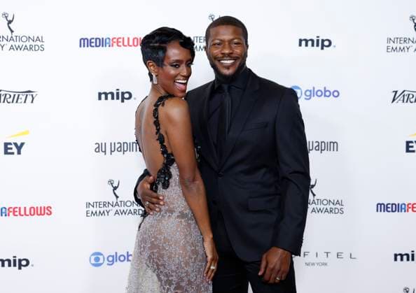 Edwin Hodge and Skye P. Marshall arrive on the red carpet at the 52nd International Emmy Awards at New York Hilton Midtown in New York City on Monday, November 25, 2024.  NYP20241125158 JohnxAngelillo