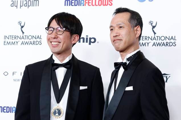 Manabu Ito and Koji Sakabe arrive on the red carpet at the 52nd International Emmy Awards at New York Hilton Midtown in New York City on Monday, November 25, 2024.  NYP20241125110 JohnxAngelillo