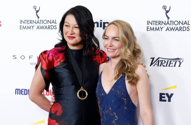 Wong Foster and executive producer Rachel Robinson arrive on the red carpet at the 52nd International Emmy Awards at New York Hilton Midtown in New York City on Monday, November 25, 2024.  NYP20241125114 JohnxAngelillo