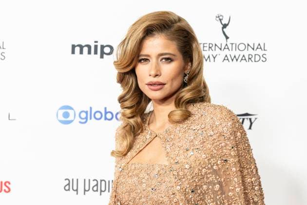 November 25, 2024, New York, New York, USA: Isadora Cruz wearing dress by Elie Saab attends International Emmy Awards at Hilton Times Square Hotel in New York on November 25, 2024 New York USA - ZUMAr339 20241125_znp_r339_035 Copyright: xLevxRadinx