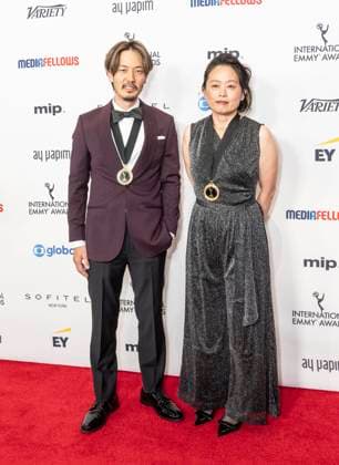 November 25, 2024, New York, New York, USA: Yu Nakajima and Keiko Shirai attend International Emmy Awards at Hilton Times Square Hotel in New York on November 25, 2024 New York USA - ZUMAr339 20241125_znp_r339_065 Copyright: xLevxRadinx