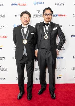 November 25, 2024, New York, New York, USA: Satoshi Kubota and Yuichi Sakurai attend International Emmy Awards at Hilton Times Square Hotel in New York on November 25, 2024 New York USA - ZUMAr339 20241125_znp_r339_067 Copyright: xLevxRadinx