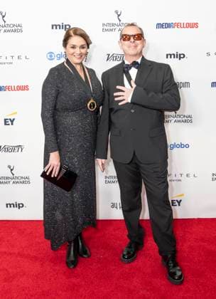November 25, 2024, New York, New York, USA: Paz Leon and Alfred Oliveri attend International Emmy Awards at Hilton Times Square Hotel in New York on November 25, 2024 New York USA - ZUMAr339 20241125_znp_r339_071 Copyright: xLevxRadinx