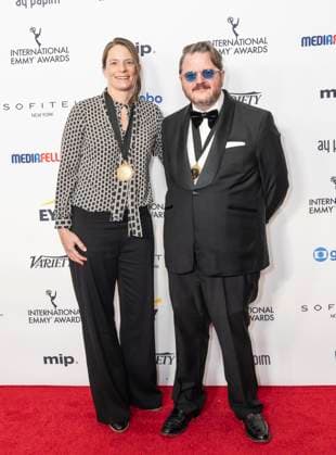 November 25, 2024, New York, New York, USA: Tina Debertin and Lutz Heineking Jr attend International Emmy Awards at Hilton Times Square Hotel in New York on November 25, 2024 New York USA - ZUMAr339 20241125_znp_r339_100 Copyright: xLevxRadinx
