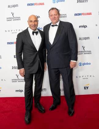 November 25, 2024, New York, New York, USA: Sam Kozhaya and Alfred Lot attend International Emmy Awards at Hilton Times Square Hotel in New York on November 25, 2024 New York USA - ZUMAr339 20241125_znp_r339_113 Copyright: xLevxRadinx