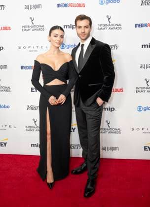 November 25, 2024, New York, New York, USA: Ozge Yagiz and Burak Berkay Akgul attend International Emmy Awards at Hilton Times Square Hotel in New York on November 25, 2024 New York USA - ZUMAr339 20241125_znp_r339_118 Copyright: xLevxRadinx