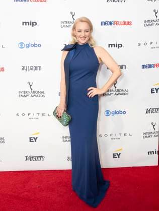 November 25, 2024, New York, New York, USA: Wendi McLendon-Covey wearing dress by Tadashi Shiji attends International Emmy Awards at Hilton Times Square Hotel in New York on November 25, 2024 New York USA - ZUMAr339 20241125_znp_r339_127 Copyright: xLevxRadinx
