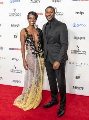 November 25, 2024, New York, New York, USA: Skye P. Marshall wearing dress by Marco and Maria and Edwin Hodge attend International Emmy Awards at Hilton Times Square Hotel in New York on November 25, 2024 New York USA - ZUMAr339 20241125_znp_r339_157 Copyright: xLevxRadinx