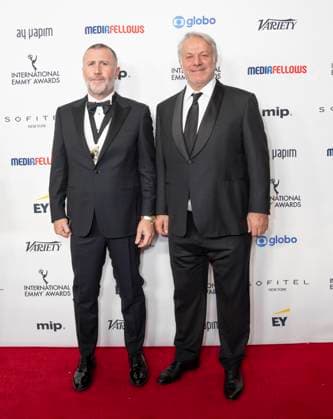 November 25, 2024, New York, New York, USA: Mehmet Yigit Alp and Muge Akar attend International Emmy Awards at Hilton Times Square Hotel in New York on November 25, 2024 New York USA - ZUMAr339 20241125_znp_r339_117 Copyright: xLevxRadinx