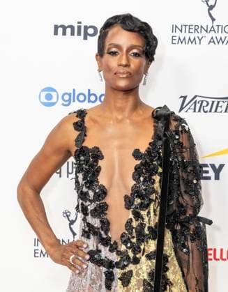 November 25, 2024, New York, New York, USA: Skye P. Marshall wearing dress by Marco and Maria attends International Emmy Awards at Hilton Times Square Hotel in New York on November 25, 2024 New York USA - ZUMAr339 20241125_znp_r339_154 Copyright: xLevxRadinx