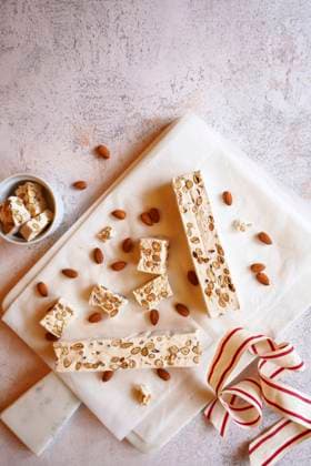 Almond Nougat Traditional Holiday Sweets. Almond Nougat Traditional Holiday Sweets. Copyright: xMilleflorexImagesx MIL220824-7