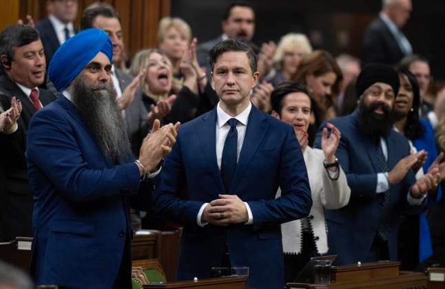 November 27, 2024, Ottawa, On, Canada: Conservative leader Pierre Poilievre rises to question the government during Question Period, Wednesday, Nov. 27, 2024 in Ottawa. Ottawa Canada  - ZUMAc35_ 20241127_zaf_c35_053 Copyright: xAdrianxWyldx
