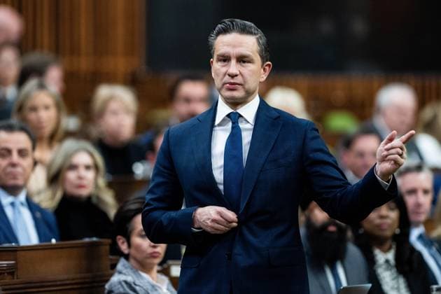November 28, 2024, Ottawa, On, Canada: Conservative Leader Pierre Poilievre rises during Question Period in the House of Commons on Parliament Hill in Ottawa, on Thursday, Nov. 28, 2024. Ottawa Canada  - ZUMAc35_ 20241128_zaf_c35_065 Copyright: xSpencerxColbyx
