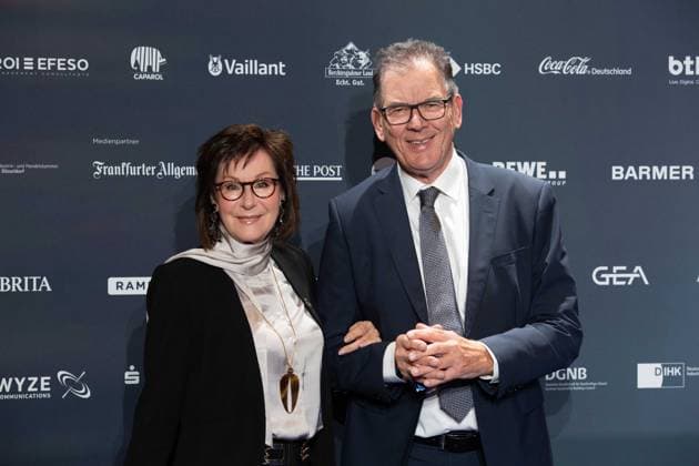 Gerd MUELLER, miller, politician, with wife Gertie MUELLER HOORENS, presentation of the German Sustainability Award in Duesseldorf on 29 11 2024