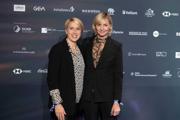 From left Christina OBERGFOELL, Obergföll, former javelin thrower, Heike DRECHSLER, former track and field athlete, German Sustainability Award ceremony in Duesseldorf on 29 11 2024