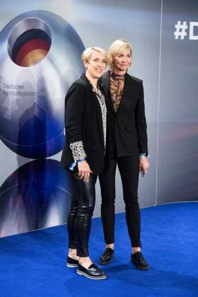 From left Christina OBERGFOELL, Obergföll, former javelin thrower, Heike DRECHSLER, former track and field athlete, German Sustainability Award ceremony in Duesseldorf on 29 11 2024