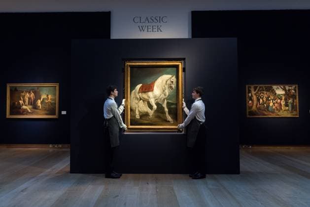 Bilder des Jahres 2024, Entertainment 11 November Christie s Classic Week Sale Highlights In London LONDON, UNITED KINGDOM - NOVEMBER 29, 2024: Art handlers hold a painting by Anthony van Dyck ˜An Andalusian Horse™ his first grand-scale depiction of a lone horse has an additional element of rarity and significance: his only surviving landscape in oil can be found hidden on the reverse of the original canvas (estimate: Â£2,000,000 3,000,000) during a photocall at Christie s auction house ahead of the Classic Week Sales in London, United Kingdom on November 29, 2024. London Greater London United Kingdom  Copyright: xWIktorxSzymanowiczx originalFilename: szymanowicz-christie241129_npsQ7.jpg