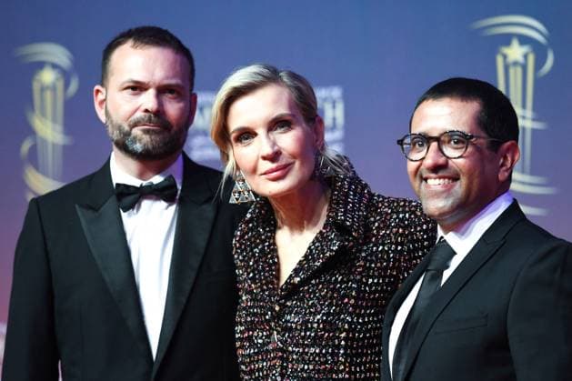 Marrakech Opening Ceremony Red Carpet Remi Bonhomme, Melita Toscan du Plantier and Ali Hajji attending the Opening Ceremony red carpet during the 21st Marrakech International Film Festival in Marrakech, Morocco on November 29, 2024. Photo by Aurore Marechal ABACAPRESS.COM Marrakech Morocco  Copyright: xMarechalxAurore ABACAx