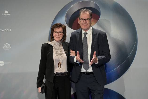 German Sustainability Award 2024 on 29 11 2024 at the Maritim Hotel in Düsseldorf Dr Gerd Müller and his wife Gertie Müller Hoornes xJFx