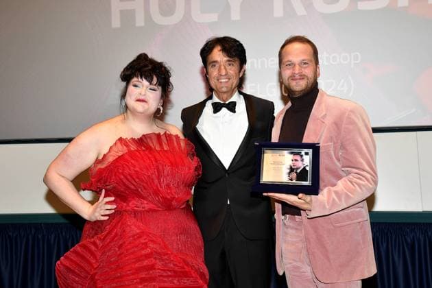 Turin: Turin: 42nd Turin Film Festival. Cinema Massimo. Awards Ceremony. In the photo: Holy Rosita, Giulio Base, Wannes Destoop Turin  - ZUMAp169 20241130_zea_p169_491 Copyright: xMaurizioxD Avanzox