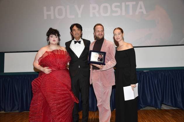 Turin: Turin: 42nd Turin Film Festival. Cinema Massimo. Awards Ceremony. In the photo: Holy Rosita, Giulio Base, Wannes Destoop, Cristiana Capotondi Turin  - ZUMAp169 20241130_zea_p169_493 Copyright: xMaurizioxD Avanzox