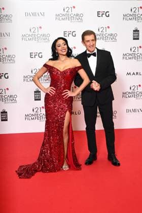 Monte-Carlo Film Festival de la Comedie, Preisverleihung 21st Montecarlo Film Festival - Res Carpet Awards Ceremony. 21st Montecarlo Film Festival - Res Carpet Awards Ceremony. In the photo Ezio Greggio, Natalie Ospina Monte Carlo  Copyright: xIPA ABACAx
