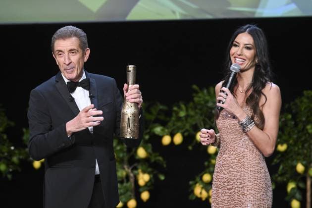 Monte Carlo: Montecarlo, 21st Montecarlo Film Festival - Award Ceremony In the photo: Elisabetta Gregoracci, Ezio Greggio Monte Carlo  - ZUMAp169 20241201_zea_p169_100 Copyright: xManuelexMangiarottix