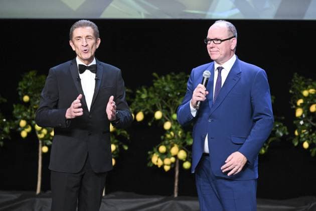 Montecarlo, 21st Montecarlo Film Festival -Award Ceremony Montecarlo, 21st Montecarlo Film Festival - Award Ceremony In the photo: Albert II of Monaco, Ezio Greggio Monte Carlo  Copyright: xIPA ABACAx