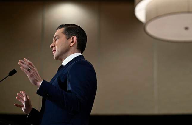 December 1, 2024, Ottawa, On, CANADA: Conservative Leader Pierre Poilievre holds a news conference in a hotel ballroom in Ottawa, on Sunday, Dec. 1, 2024. Ottawa CANADA  - ZUMAc35_ 20241201_zaf_c35_013 Copyright: xJustinxTangx