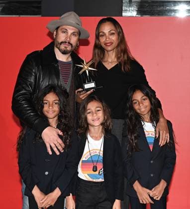 Turin, Italy Zoe Saldana receives the Stella della Mole Award at the National Museum of Cinema In the photo:Zoe Saldana Stella della Mole Award, Marco Perego husband and children  Copyright: xNickxZonnax xipa-agency.netx xNickxZonnax IPA_Agency_IPA52044371