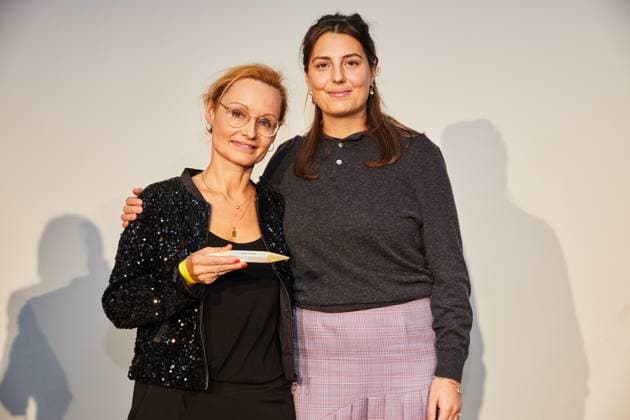 Reporterinnen Preis 2024 Award ceremony in the disused Cank department store in Berlin Neukölln Pictured are the winners in the Interview category, Lala Artum and Eva Sudholt Name of the reportage Forbidden Love
