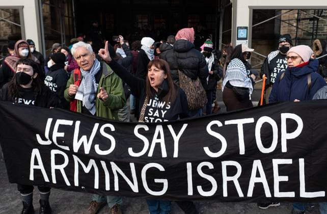 December 3, 2024, Ottawa, On, Canada: Pro-Palestinian protesters demonstrate outside of the Confederation Building near Parliament Hill during a sit-in styled protest calling for an arms embargo against Israel in Ottawa, on Tuesday, Dec. 3, 2024. Ottawa Canada  - ZUMAc35_ 20241203_zaf_c35_008 Copyright: xSpencerxColbyx
