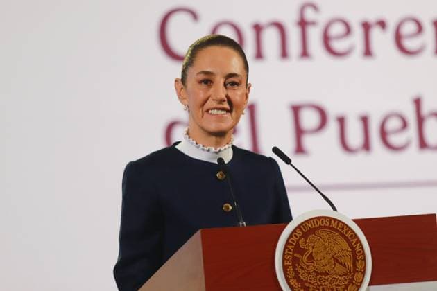 Claudia Sheinbaum, Mexico s president, speaks during the national security report at the briefing conference at the National Palace. on December 3, 2024 in Mexico City, Mexico. Mexico City Mexico - ZUMAe321 20241203_zia_e321_001 Copyright: xCarlosxSantiagox