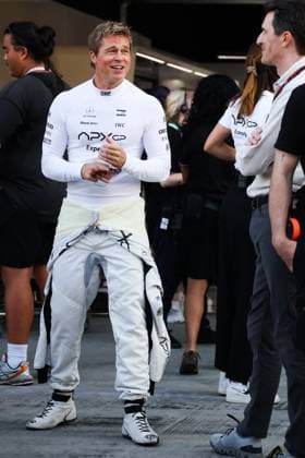 December 5, 2024, Abu Dhabi, United Arab Emirates: Brad Pitt, actor playing Sonny Hayes, a driver of the fictional Apex APXGP F1 team in the upcoming F1 movie directed by Joseph Kosinski, is seen on a movie set ahead of Formula 1 Abu Dhabi Grand Prix at Yas Marina Circuit on December 5th, 2024 in Abu Dhabi, United Arab Emirates. Abu Dhabi United Arab Emirates - ZUMAz156 20241205_zip_z156_021 Copyright: xBeataxZawrzelx