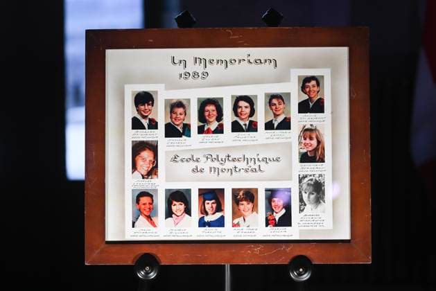 December 6, 2024, Montreal, Pq, Canada: Photographs of the 14 women shot and killed in the 1989 Polytechnique massacre are shown prior a ceremony in their honour in Montreal, Friday, December 6, 2024. Today marks the 35th anniversary of the shooting rampage that left 14 women dead. Montreal Canada  - ZUMAc35_ 20241206_zaf_c35_077 Copyright: xGrahamxHughesx