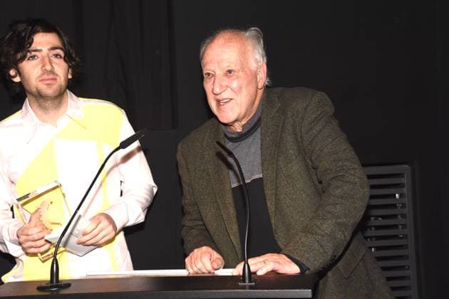 Harley Chamandy Director Werner Herzog Film Award 2024 Award Winner Werner Herzog Director Laudator Munich 06 12 2024 Filmmuseum Jakobsplatz Werner Herzog Film Award 2024 Presentation to Harley Chamandy Canadian director for the film ALLEN SUNSHINE¨ ¨¨¨¨¨ Munich