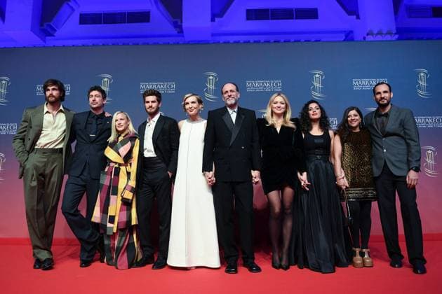 Entertainment Bilder des Tages Marrakech Closing Red Carpet Jury members Nadia Kounda, Andrew Garfield, Patricia Arquette, Ali Abbasi, Santiago Mitre, Virginie Efira, Luca Guadagnino, Jacob Elordi and Zoya Akhtar attending the Closing Red Carpet during the 21st Marrakech International Film Festival in Marrakech, Morocco on December 07, 2024. Photo by Aurore Marechal ABACAPRESS.COM Marrakech Morocco  Copyright: xMarechalxAurore ABACAx