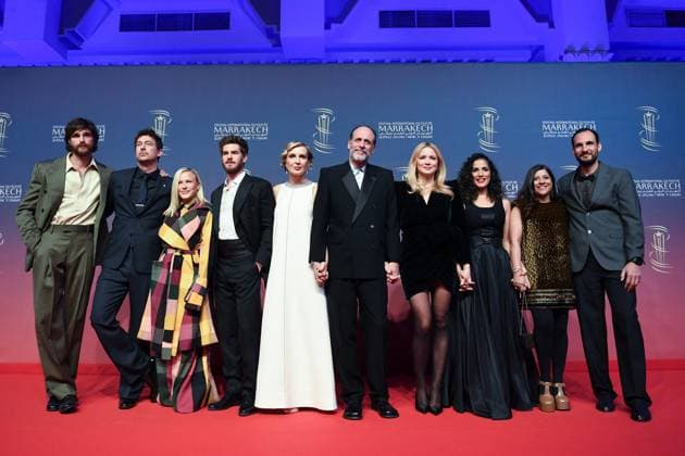 Marrakech Closing Red Carpet Jury members Nadia Kounda, Andrew Garfield, Patricia Arquette, Ali Abbasi, Santiago Mitre, Virginie Efira, Luca Guadagnino, Jacob Elordi and Zoya Akhtar attending the Closing Red Carpet during the 21st Marrakech International Film Festival in Marrakech, Morocco on December 07, 2024. Photo by Aurore Marechal ABACAPRESS.COM Marrakech Morocco  Copyright: xMarechalxAurore ABACAx