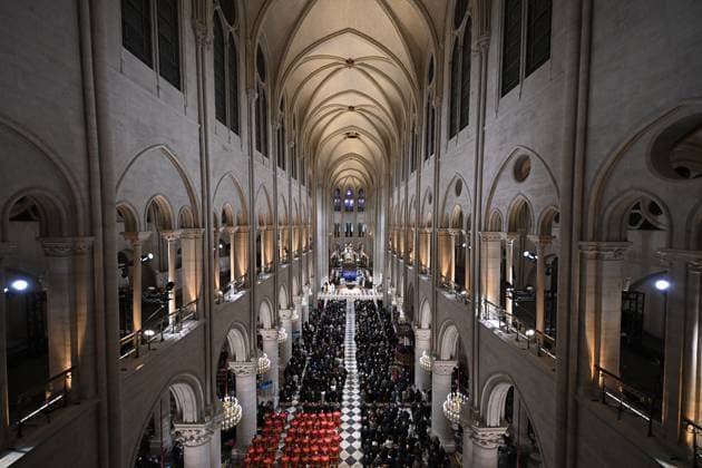 Bilder des Jahres 2024, News 12 Dezember News Themen der Woche KW49 News Bilder des Tages Cérémonie de réouverture de la cathédrale Notre Dame de Paris Atmosphere during the official reopening ceremony of Notre Dame Cathedral inside the cathedral in Paris, France on December 7, 2024, after more than five years of reconstruction work following the April 2019 fire Eliot Blondet Pool Bestimage Paris France  Copyright: xEliotxBlondetx xPoolx xBestimagexEliotxBlondetx xPoolx xBestimagex