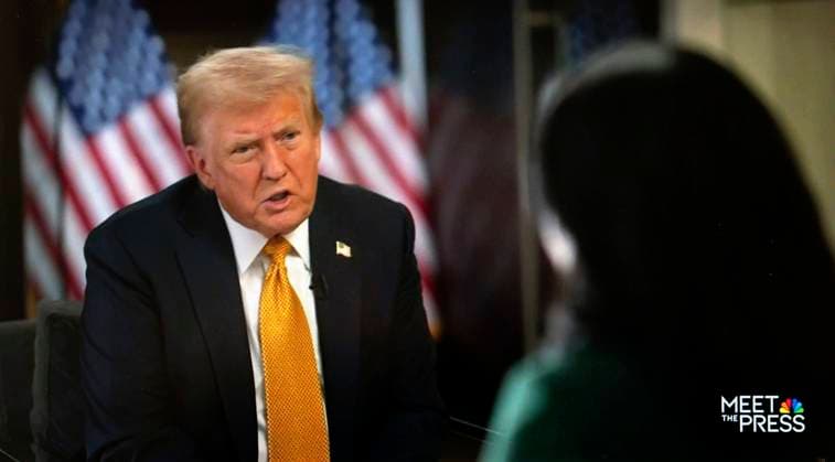 News Themen der Woche KW49 News Bilder des Tages December 08, 2024 - New York, New York, U.S.A. - Screen grab of President-elect DONALD TRUMP as he sits for his first post-election network interview with Kristen Welker, moderator of NBC s Meet the Press. New York U.S.A - ZUMAce6_ 20241208_zaf_ce6_002 Copyright: xNbcxNewsx
