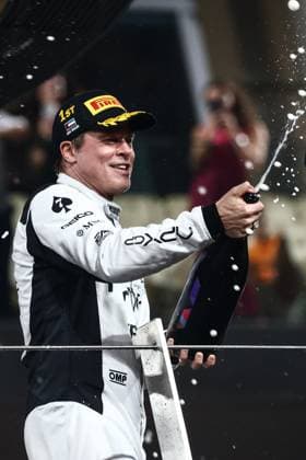 December 8, 2024, Abu Dhabi, United Arab Emirates: Brad Pitt, actor playing Sonny Hayes, a driver of the fictional Apex APXGP F1 team in the upcoming F1 movie by Joseph Kosinski is filming a scene during Formula 1 Abu Dhabi Grand Prix at Yas Marina Circuit. Abu Dhabi United Arab Emirates - ZUMAz156 20241208_zip_z156_120 Copyright: xBeataxZawrzelx