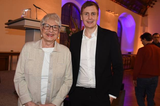 Renate Kuester Hildebrandt cabaret artist Till Reiners Cabaret artist Dieter Hildebrandt Prize Winner 2024 Munich 09 12 2024 Old Town Hall Presentation of the Dieter Hildebrandt Prize 2024 to Till Reiners by City Director Marek Wiechers Laudatory speaker Eva Schulz, Munich