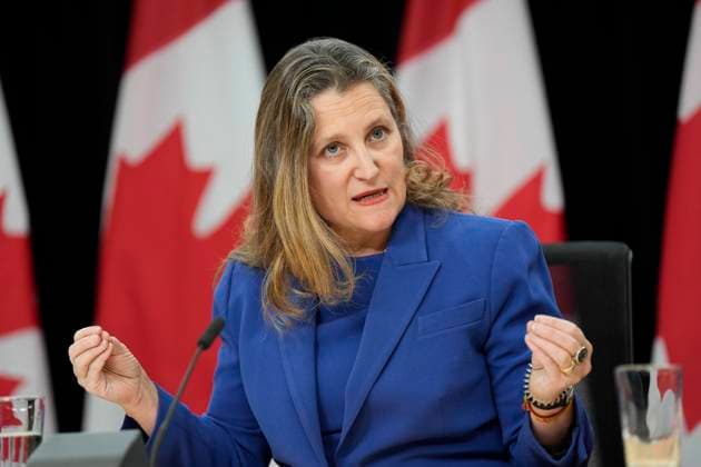 December 10, 2024, Ottawa, On, Canada: Deputy Prime Minister and Finance Minister Chrystia Freeland speaks with reporters in Ottawa, Tuesday, Dec. 10, 2024. Ottawa Canada  - ZUMAc35_ 20241210_zaf_c35_004 Copyright: xAdrianxWyldx