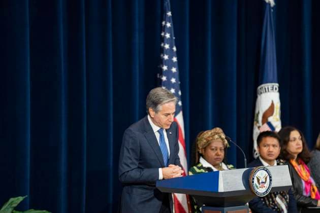 Secretary Of State Antony J. Blinken Will Deliver remarks Secretary™s Human Rights Defender Award Ceremony On December 10, 2024, in Washington, D.C., United States, Secretary of State Antony J. Blinken delivers remarks at the Secretary s Human Rights Defender Award Ceremony at the Department of State. The Secretary is joined by Under Secretary of State for Civilian Security, Democracy, and Human Rights Uzra Zeya and Assistant Secretary of State for Democracy, Human Rights, and Labor Dafna Rand. The award recipients from Azerbaijan, Bolivia, Burma, Colombia, Eswatini, Ghana, Kuwait, and the Kyrgyz Republic demonstrate leadership, courage, and impact in the promotion of human rights. Washington DC United States Copyright: xAndrewxThomasx originalFilename: thomas-notitle241210_np7eK.jpg
