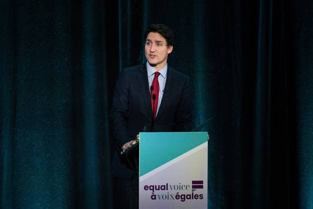 December 10, 2024, Ottawa, On, Canada: Prime Minister Justin Trudeau delivers remarks at the annual Equal Voice gala in Ottawa, on Tuesday, Dec. 10, 2024. Ottawa Canada  - ZUMAc35_ 20241210_zaf_c35_049 Copyright: xSpencerxColbyx