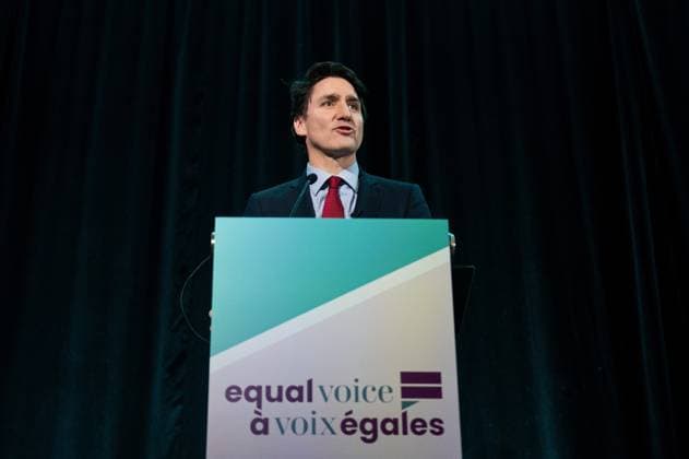 December 10, 2024, Ottawa, On, Canada: Prime Minister Justin Trudeau delivers remarks at the annual Equal Voice gala in Ottawa, on Tuesday, Dec. 10, 2024. Ottawa Canada  - ZUMAc35_ 20241210_zaf_c35_050 Copyright: xSpencerxColbyx