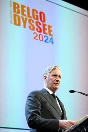 King Philippe attends the Belgodyssée awards ceremony BRUSSELS, BELGIUM - DECEMBER 12 : King Philippe attends the Belgodyssée awards ceremony at The Egg in Brussels. This latest edition marks an important milestone, as it celebrates the 20th anniversary of the renowned competition for young journalistic talent on December 12, 2024 in Brussels, Belgium, 12 12 2024 Brussels Belgium  Copyright: xDidierxLebrunx