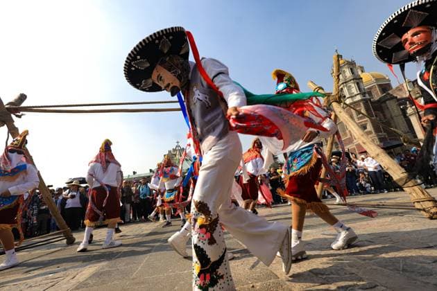 Persons dressed whit a folk costumes taking part during dance on occasion of the celebrations of the Day of the Virgin of Guadalupe. on December 12, 2024 in Mexico City, Mexico. Mexico City Mexico - ZUMAe321 20241212_zia_e321_022 Copyright: xIanxRoblesx
