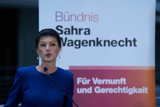News Bilder des Tages Pressekonferenz, Bündnis Sahra Wagenknecht Pressekonferenz, Bündnis Sahra Wagenknecht, BSW, Parteivorsitzende, Sahra Wagenknecht Berlin Berlin GER *** Press conference, Alliance Sahra Wagenknecht Press conference, Alliance Sahra Wagenknecht, BSW, Party Chairwoman, Sahra Wagenknecht Berlin Berlin GER